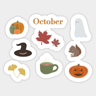 Cute October Essential Doodles Sticker